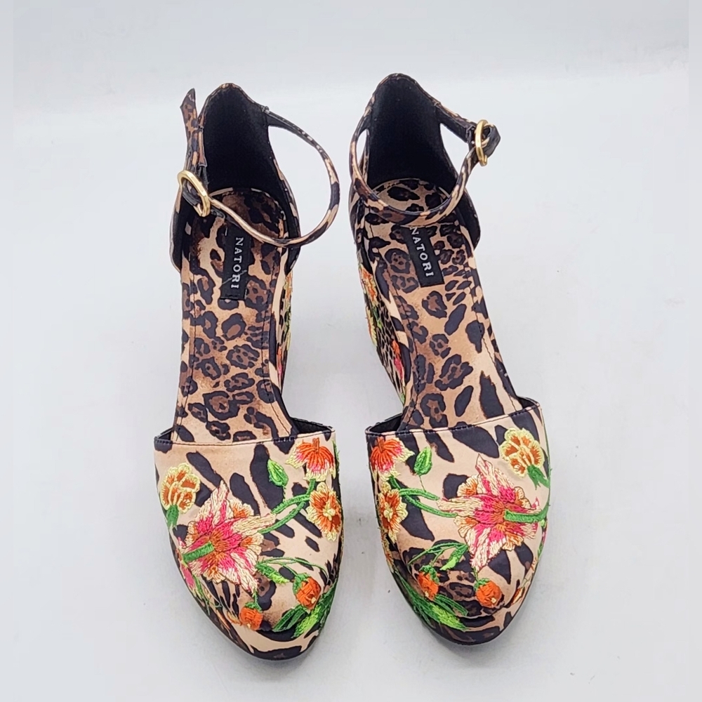 NATORI Artsy Chikayo Satin Embroidery Espadrille In Chestnut Size 7 M - Picture 9 of 17